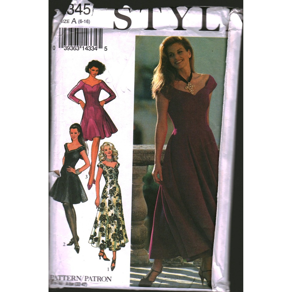 Style 2345 Sewing Pattern Misses Evening Dress Sweetheart Neckline Size 6-10
